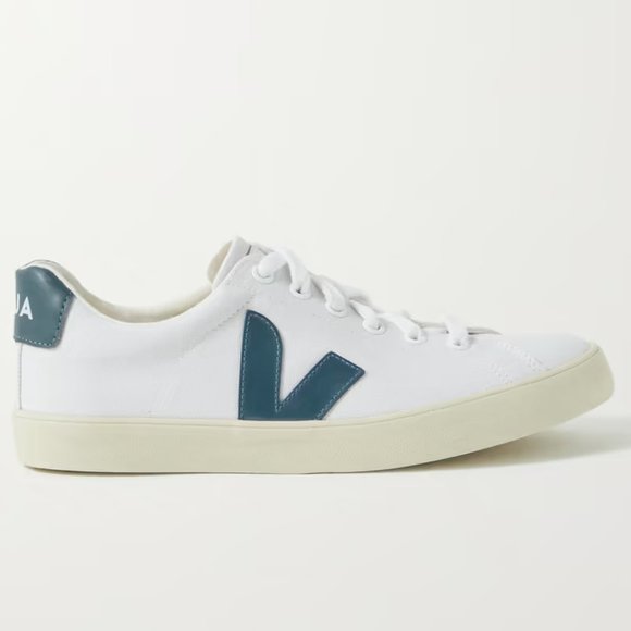 Veja Shoes - VEJA Esplar rubber-trimmed canvas sneakers white/green 36